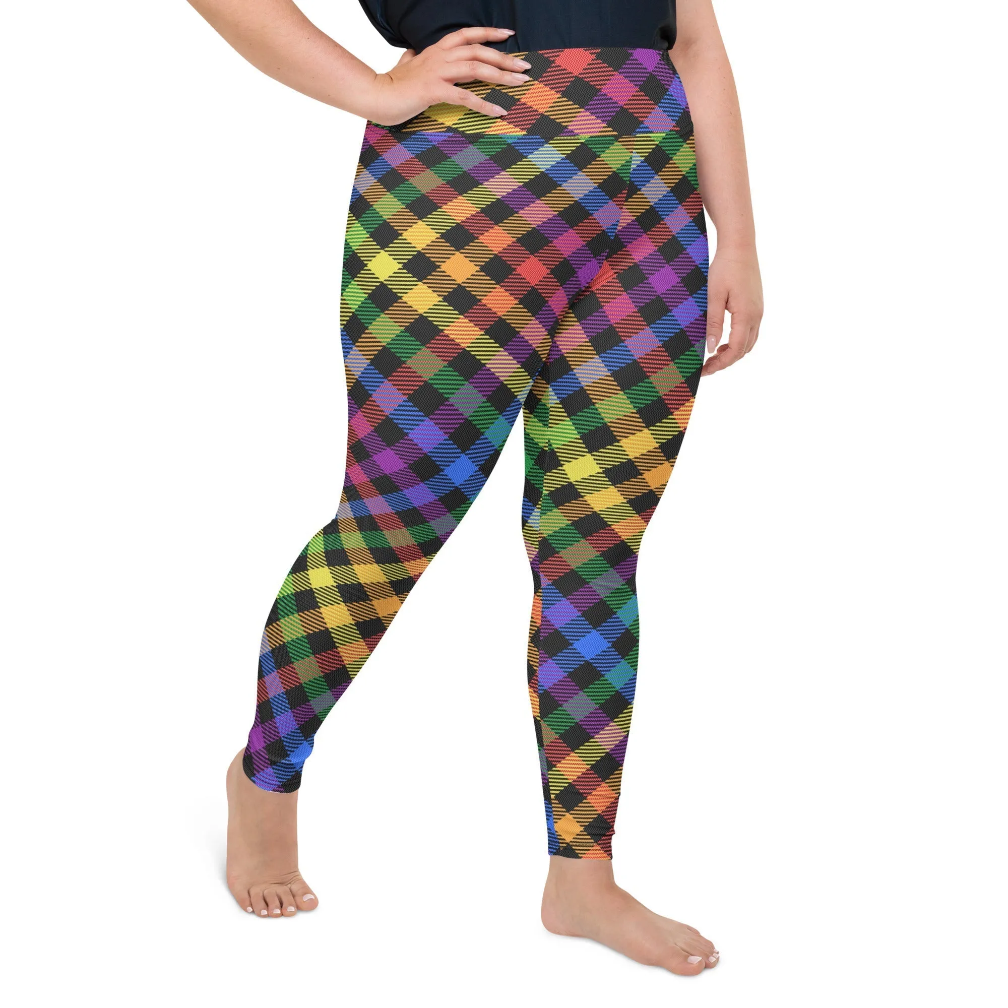 Colorful Plaid Plus Size Leggings