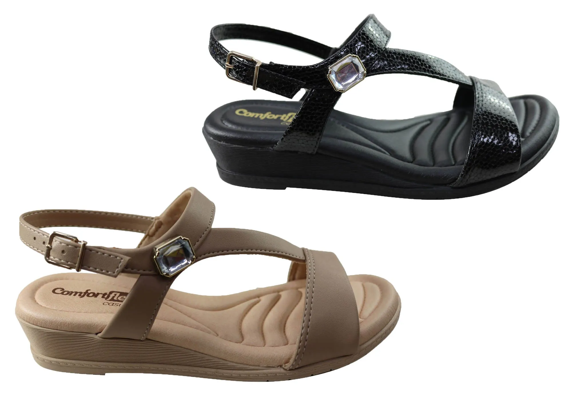 Comfortflex Natalie Womens Comfortable Wedge Sandals Made In Brazil