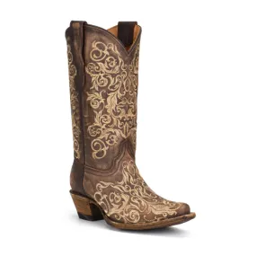 Corral Youth Floral Embroidery Boot Brown