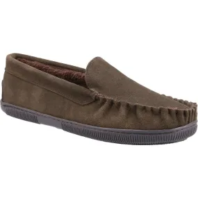 Cotswold Tresham Slip On Moccasin Slipper Brown