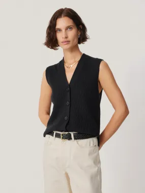 Cotton Blend Waistcoat | Washed Black