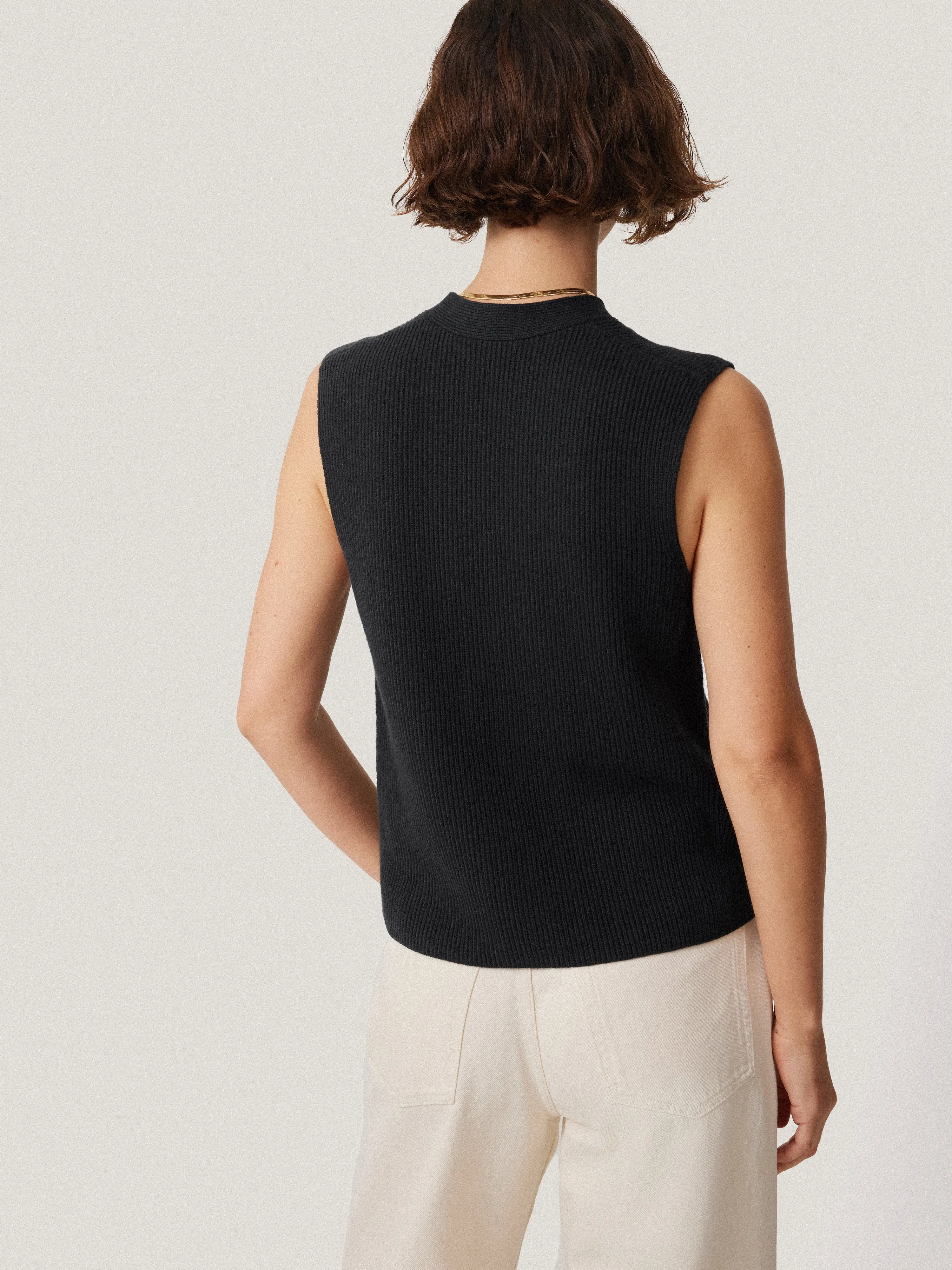 Cotton Blend Waistcoat | Washed Black