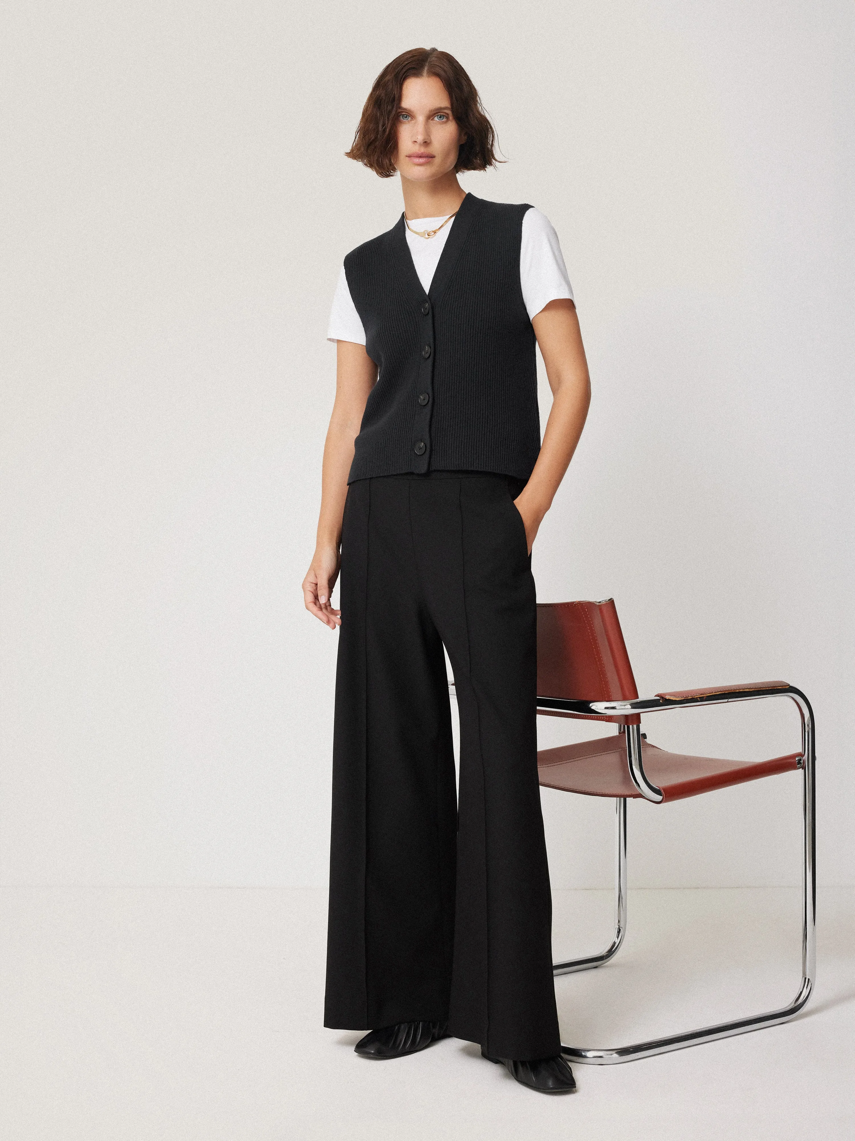 Cotton Blend Waistcoat | Washed Black