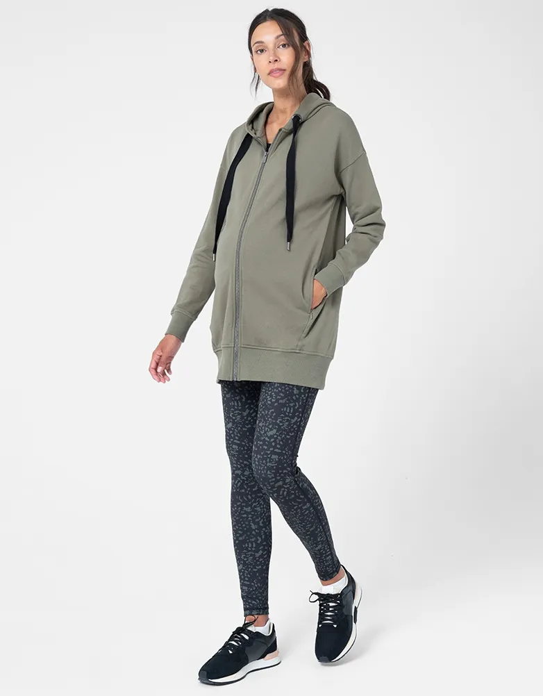 Cotton Khaki 3 in 1 Maternity Hoodie