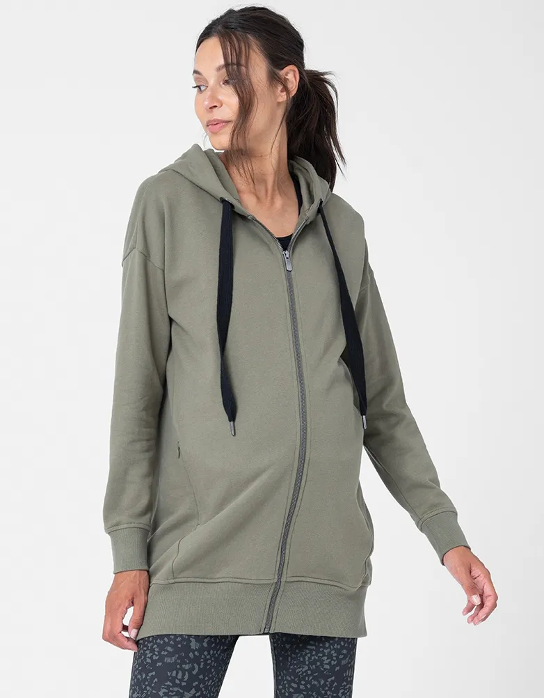 Cotton Khaki 3 in 1 Maternity Hoodie