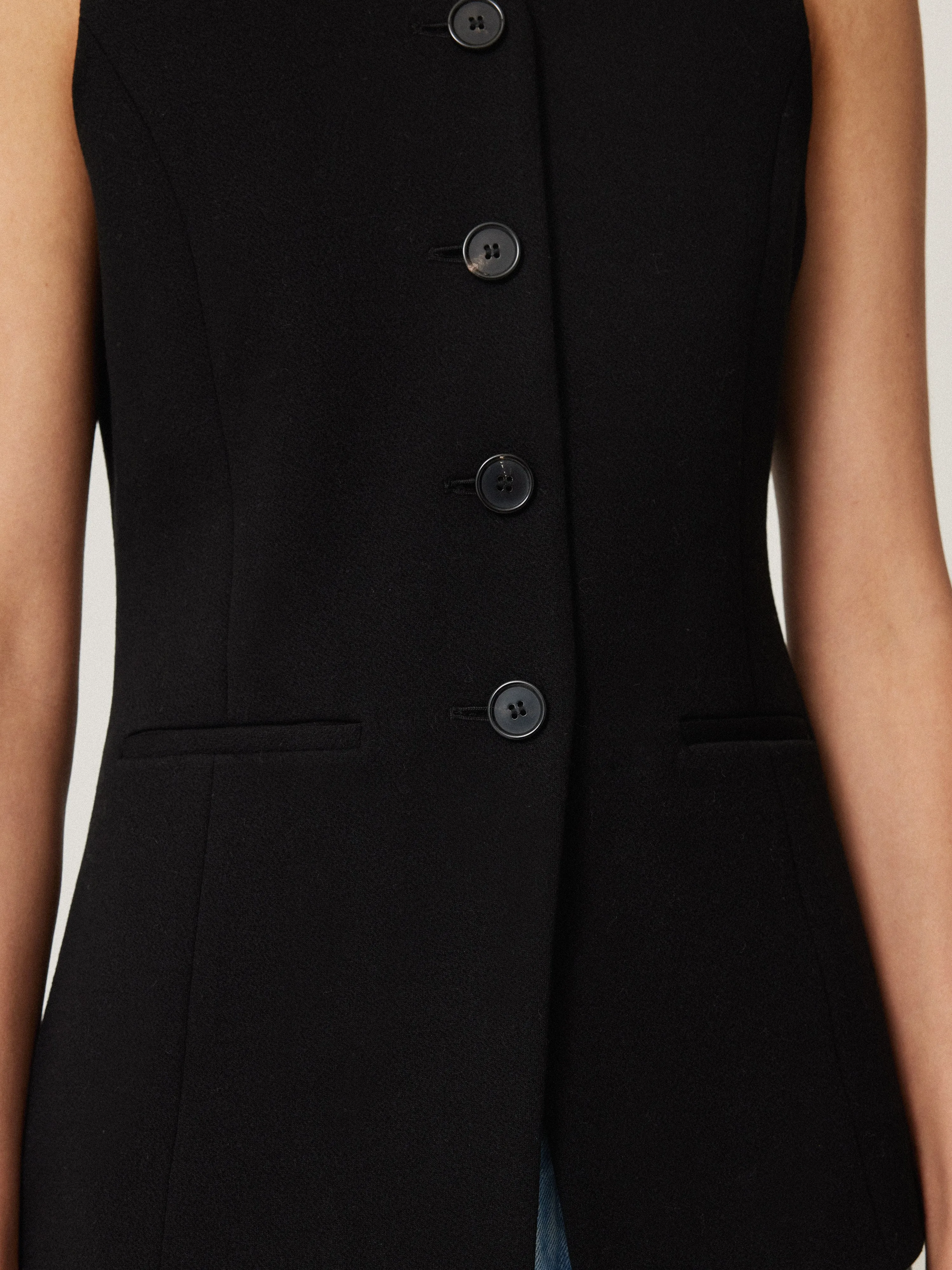 Crepe Ponte Jersey Waistcoat | Black