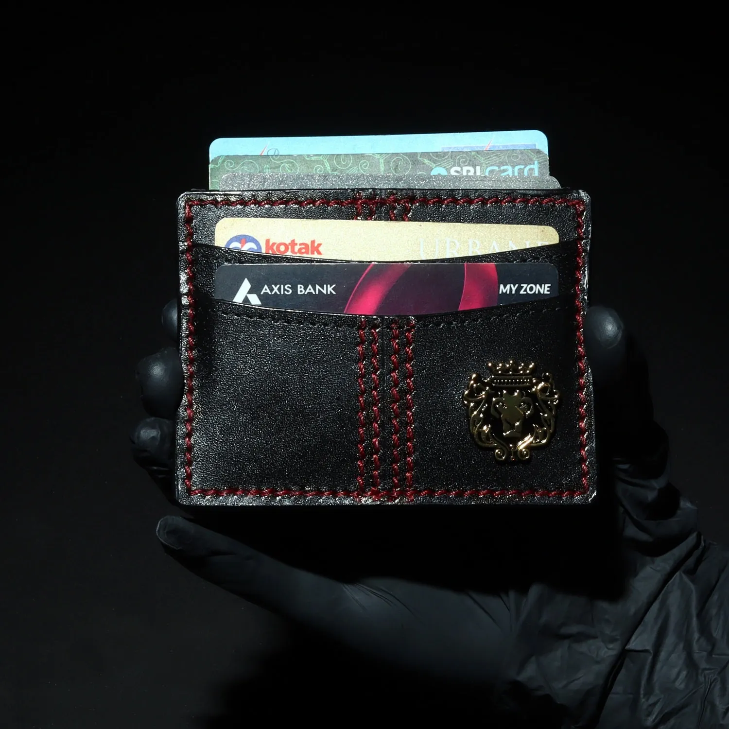 Cricket Ball Inspired Card Holder with Stitched Pattern