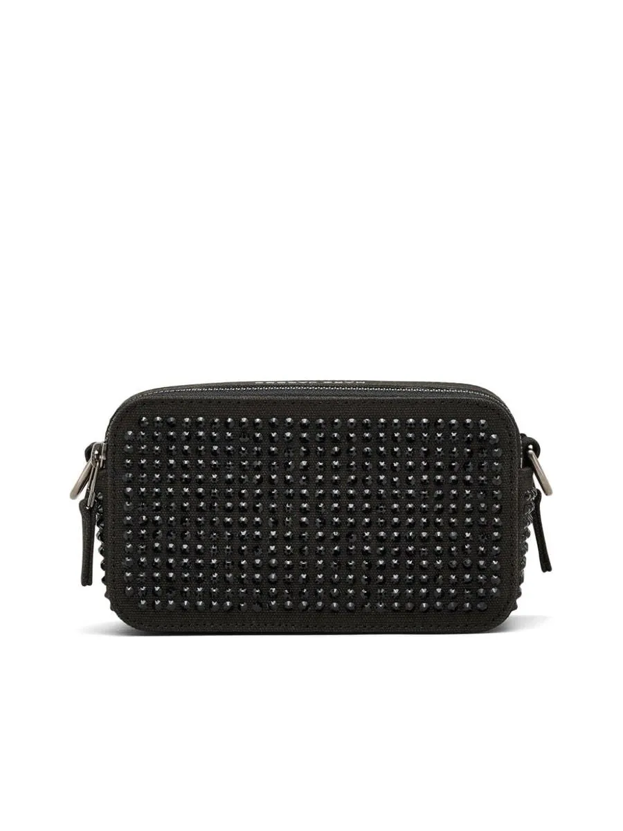 Crystal Embellished Canvas Shoulder Bag
