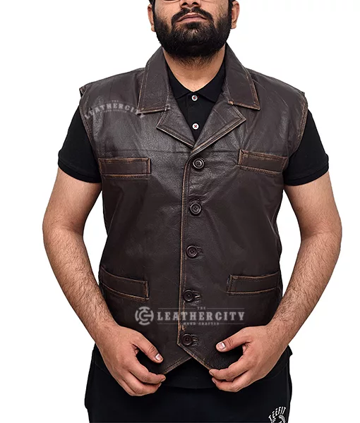 Cullen Bohannon Hell On Wheels Leather Vest - TheLeatherCity