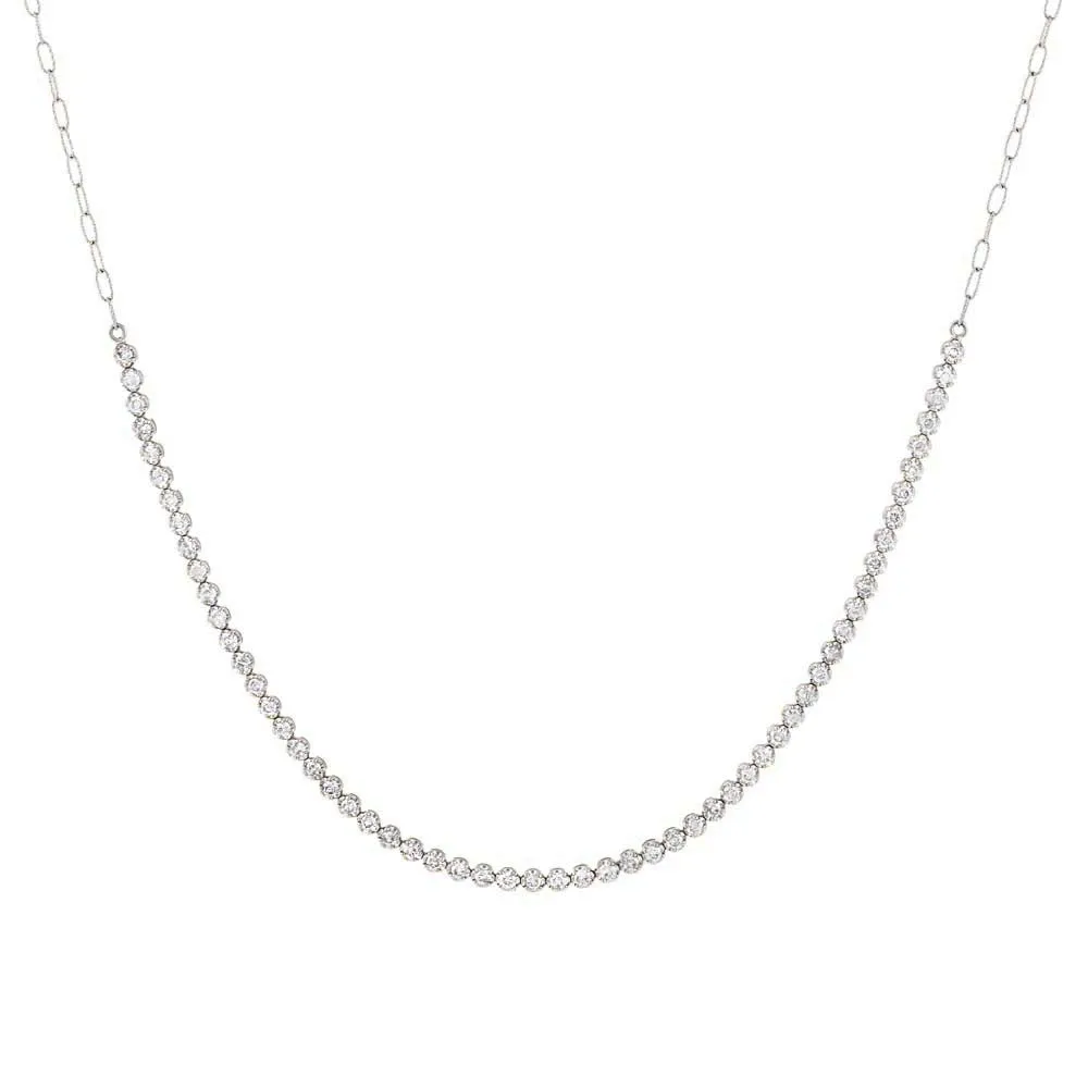 Cupcake Set Tennis Choker | 2 Carats Diamond | 14K White Gold
