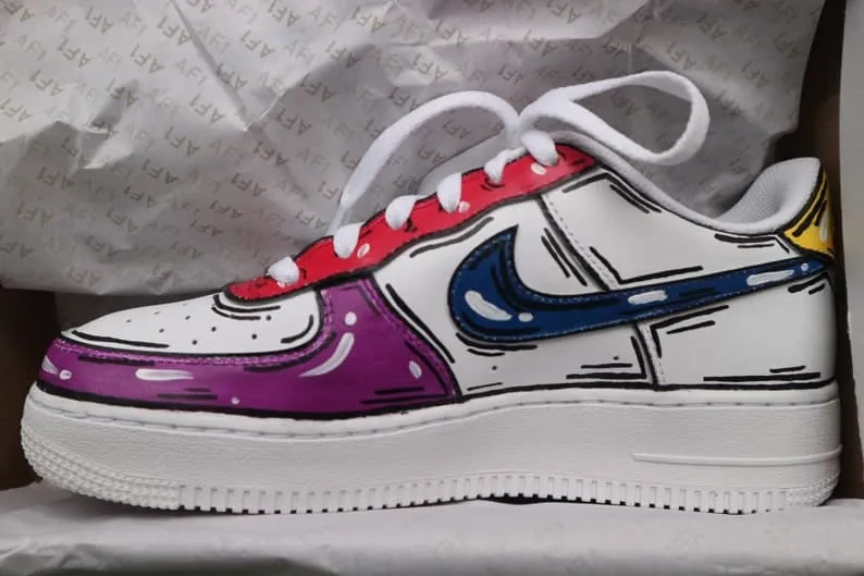Custom Nike Air Force 1 X Cartoon red Blue