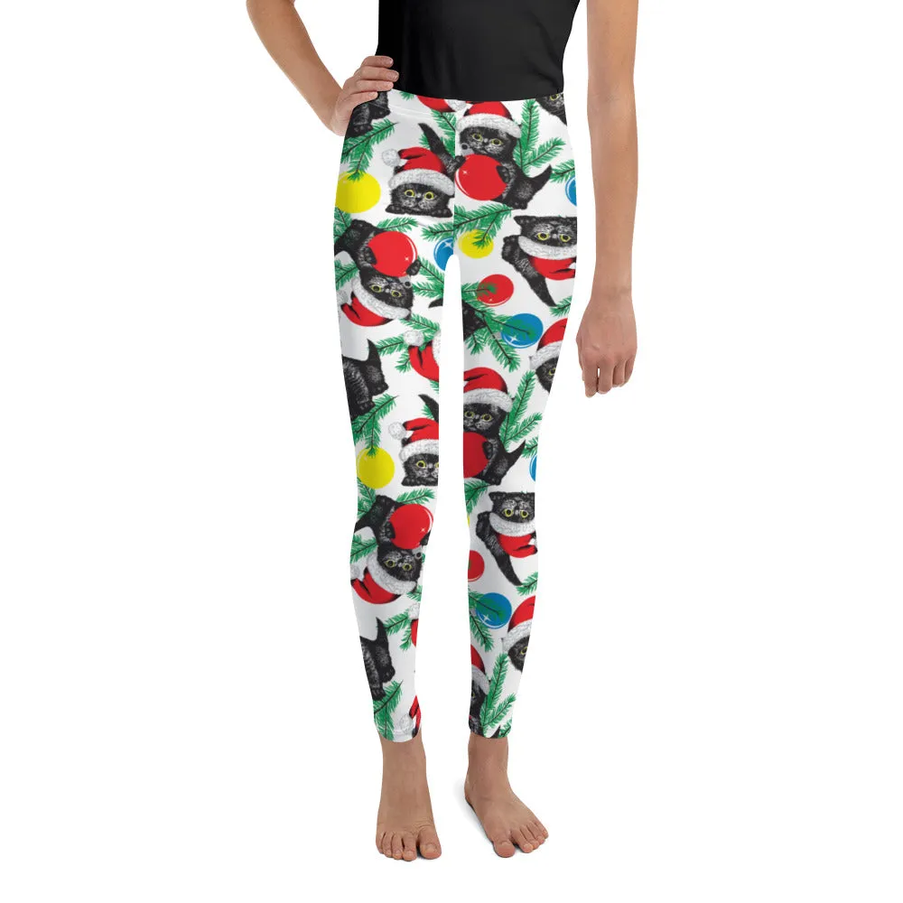 Cute Christmas Cat Youth Leggings