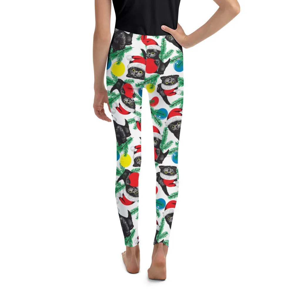 Cute Christmas Cat Youth Leggings