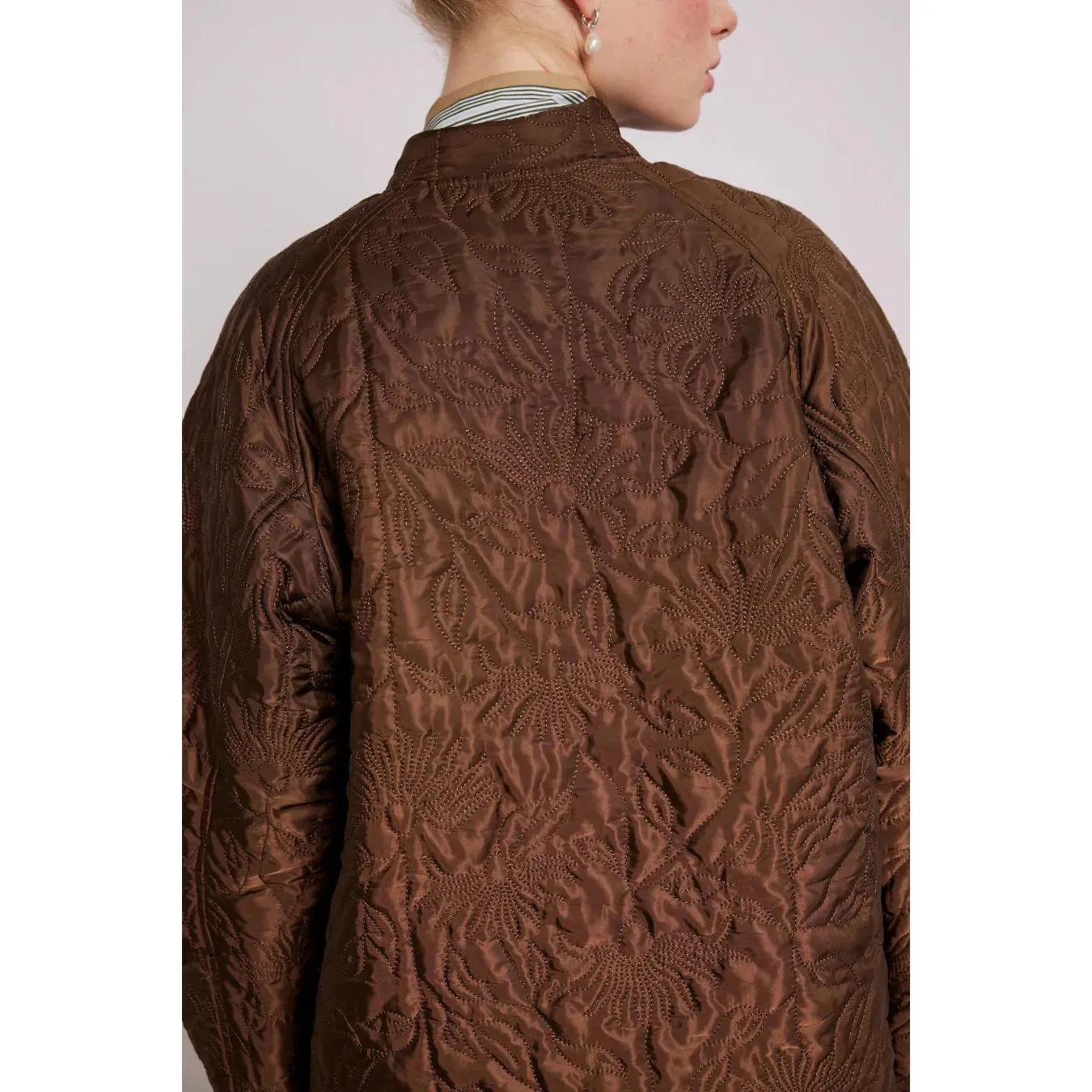 Damson Madder Susie Quilted Reversible Bomber - Navy / Brown