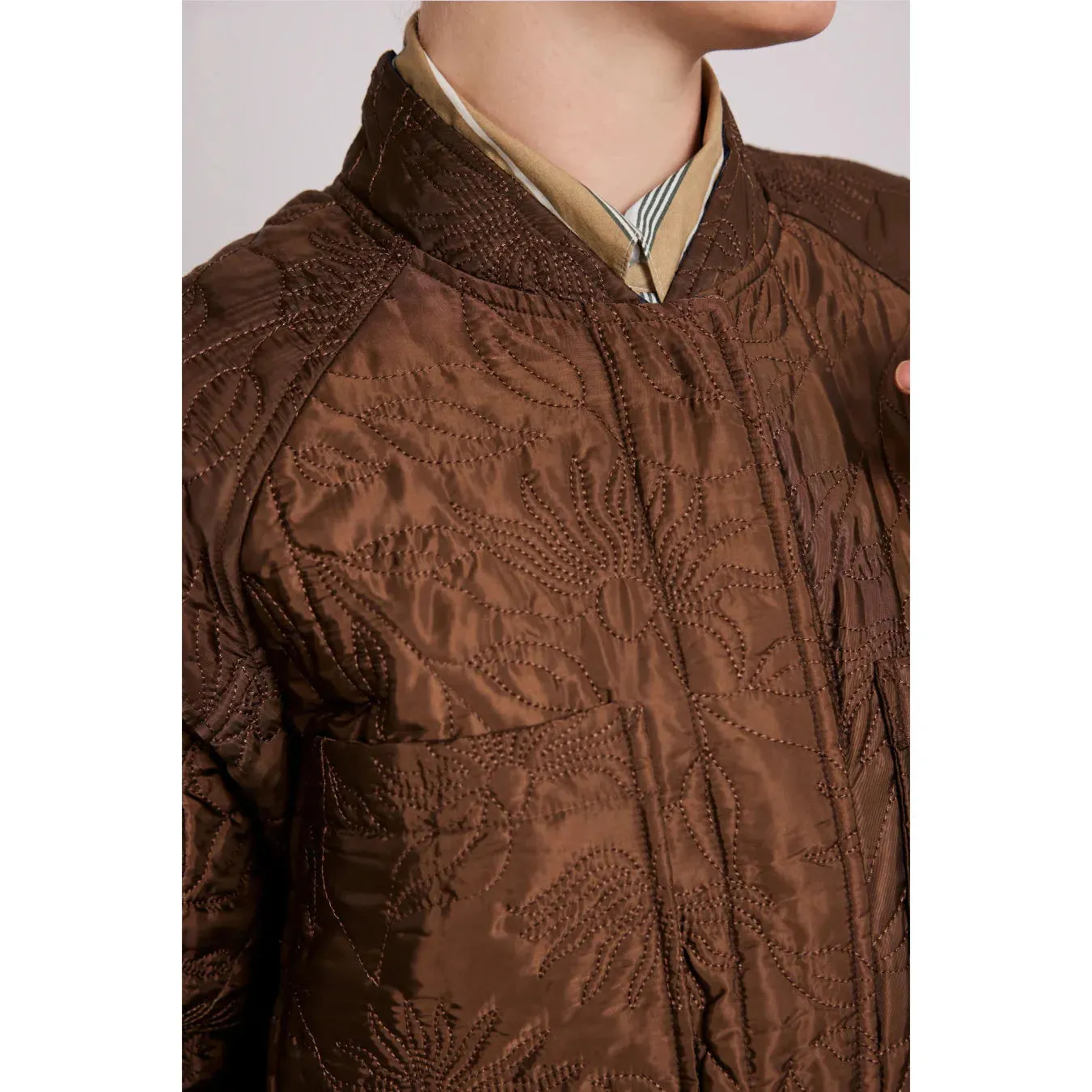 Damson Madder Susie Quilted Reversible Bomber - Navy / Brown