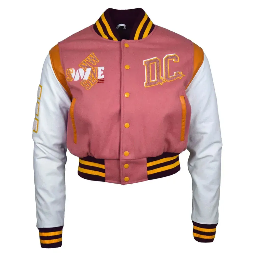 DC Proper Washington Commanders Pink Cropped Varsity Jacket