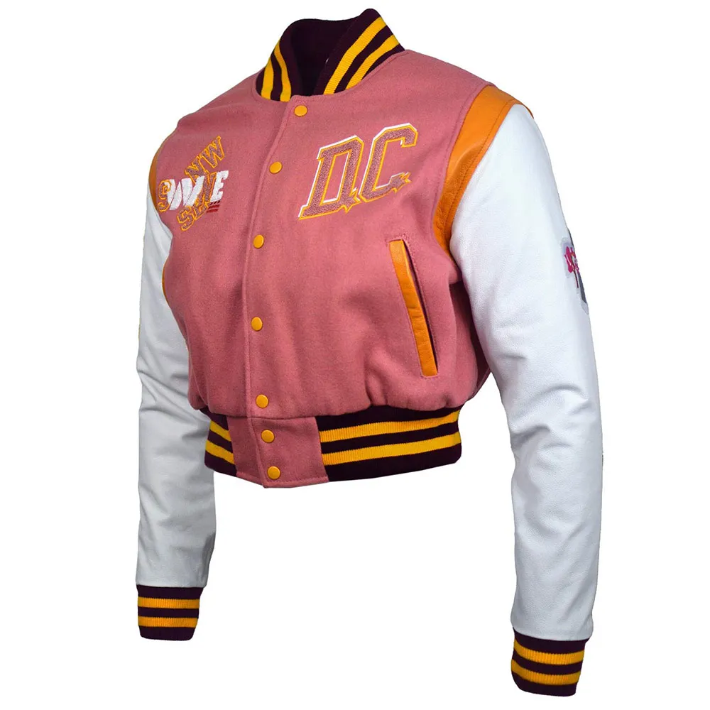 DC Proper Washington Commanders Pink Cropped Varsity Jacket