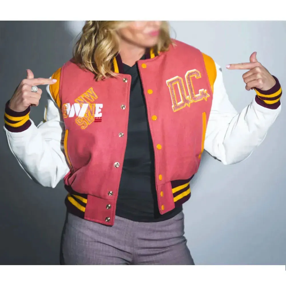 DC Proper Washington Commanders Pink Cropped Varsity Jacket