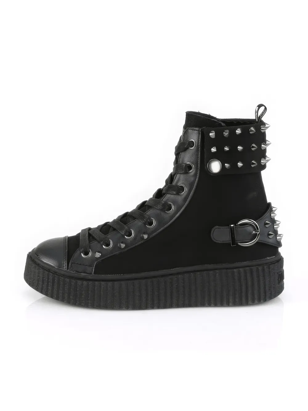 DEMONIA Punk High-Top Creeper Sneakers with Buckle and Studs