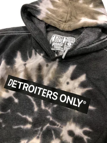 Detroiters Only Pullover Hoodie, Navy & Tan Tie Dye. Limited Edition