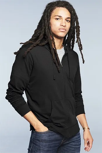 District - Young Mens Lightweight Jersey Full-Zip Hoodie. DT1100