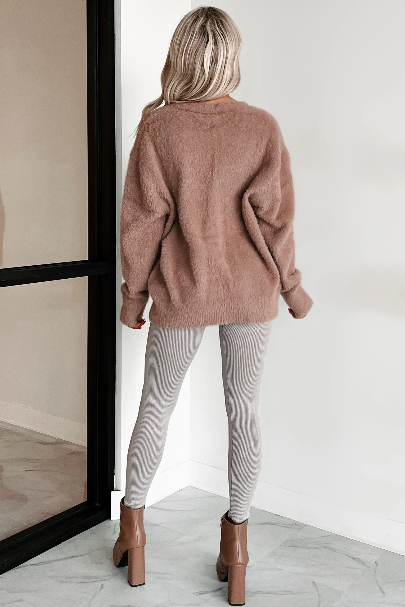 DOORBUSTER What Could Be Better Fuzzy Cardigan (Mauve)
