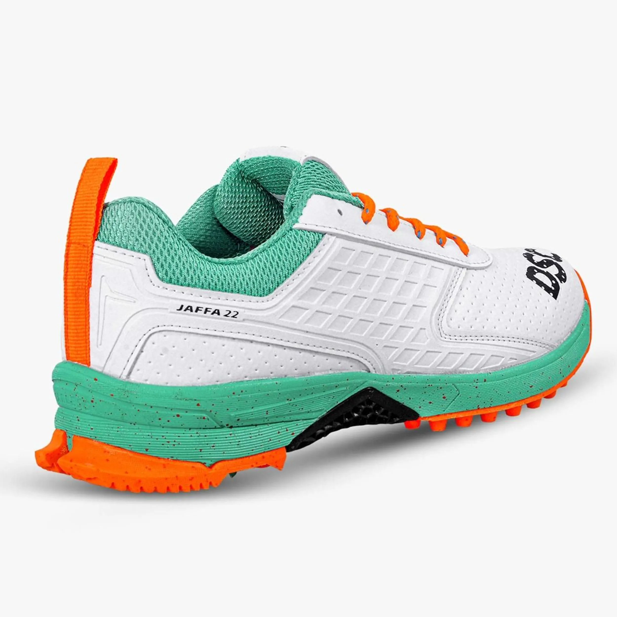 DSC Jaffa 22 Cricket Spike Shoes (Sea Green / Fluro Orange) - DOD