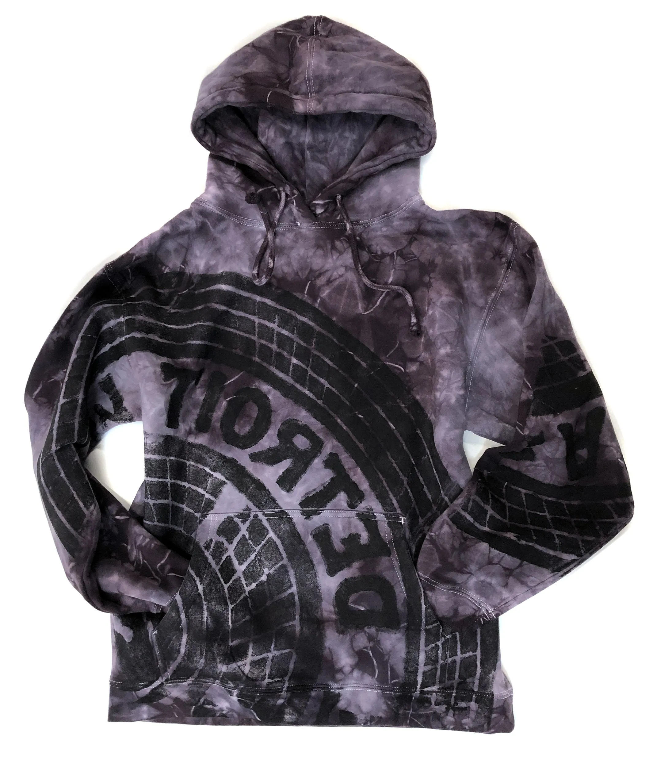 Dusty Purple Tie Dye Manhole Cover Pullover Hoodie - Detroit Tire Print