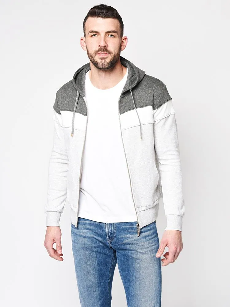     ELEVENTY  Men’s Tri-Color Block Full Zip Hoodie    