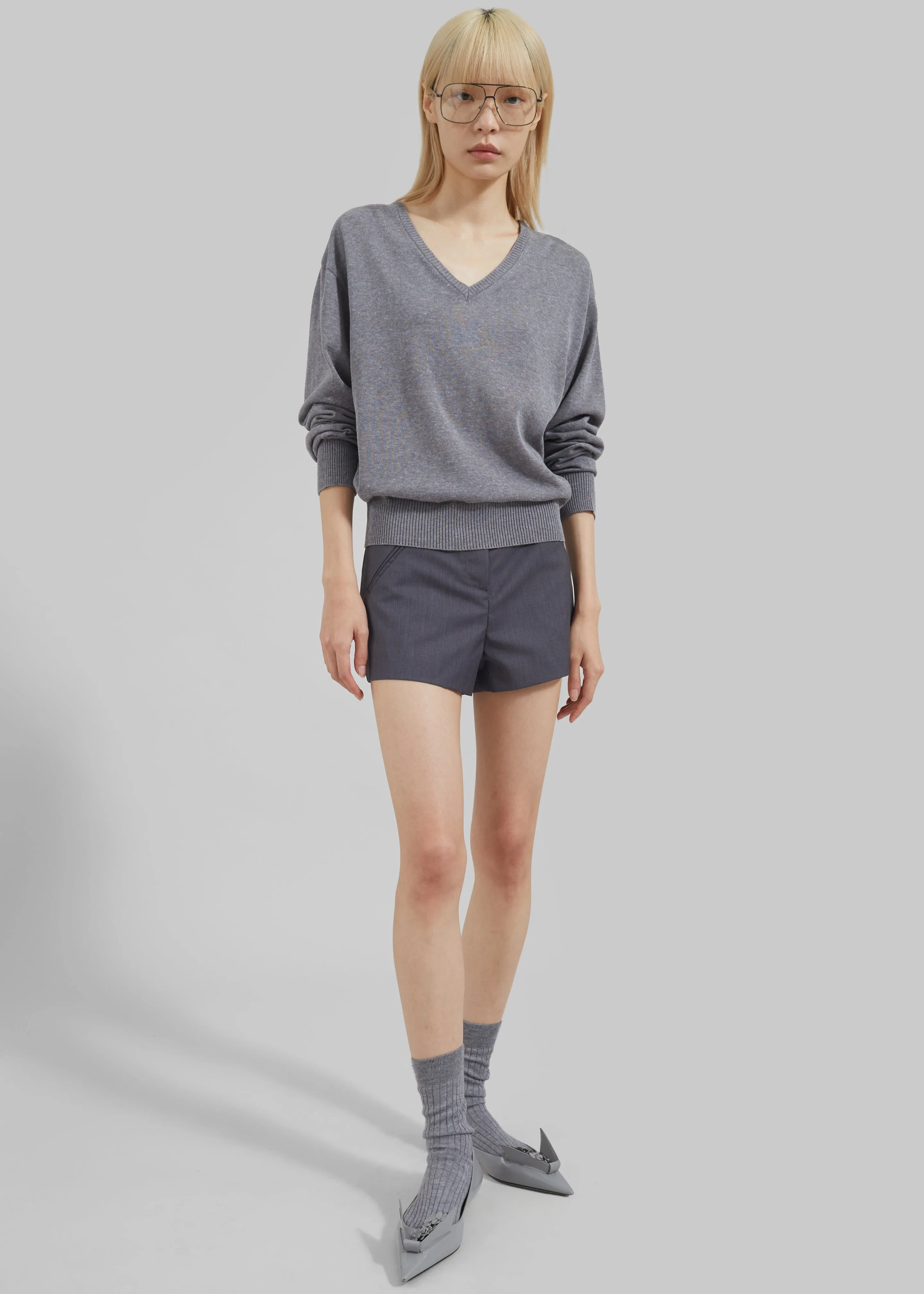 Eliora V Neck Sweater - Grey