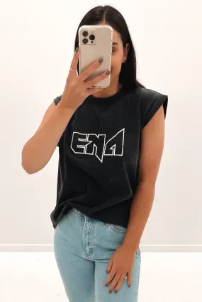 Ena Logo Tank Vintage Black