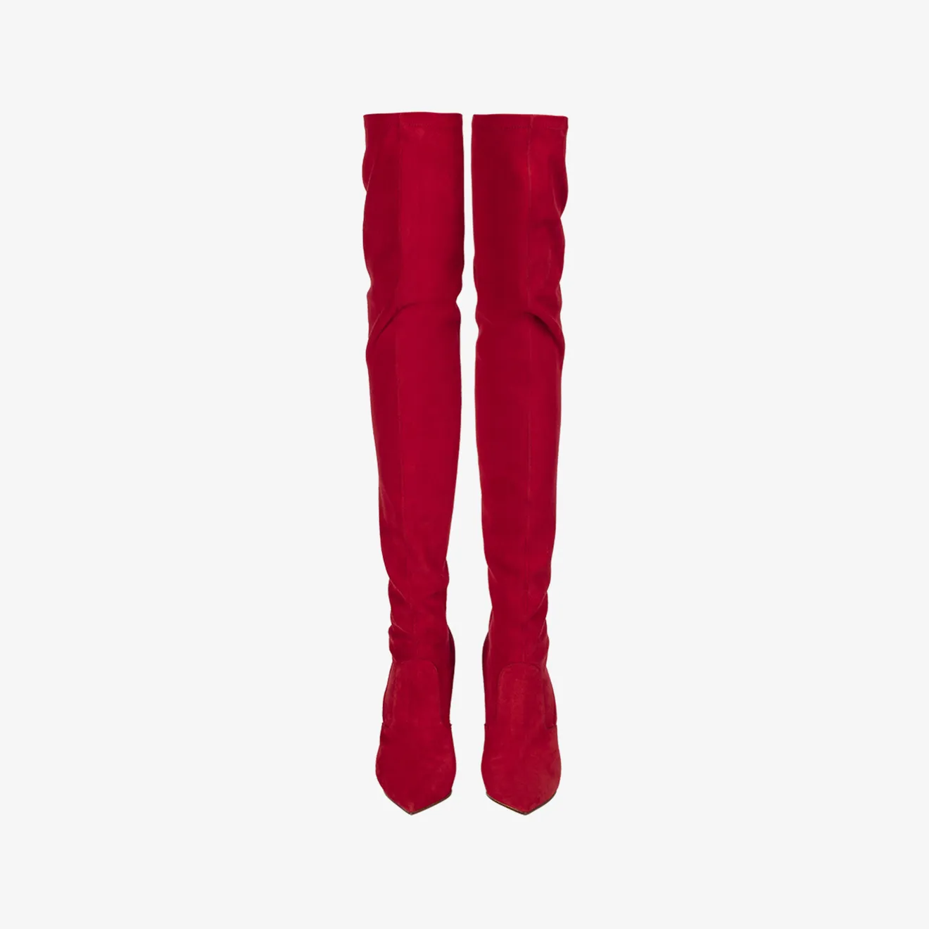 EVA THIGH-HIGH BOOT 120 mm Red stretch suede over-the-knee boot
