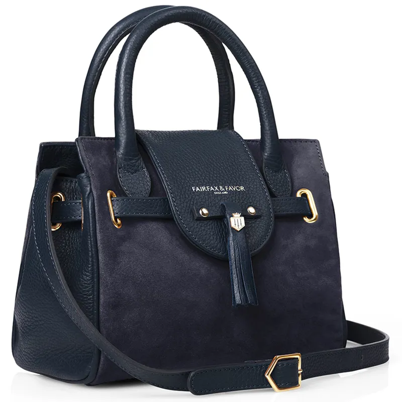 Fairfax and Favor Mini Windsor Handbag - Navy Suede