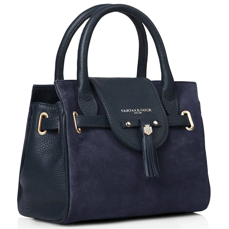 Fairfax and Favor Mini Windsor Handbag - Navy Suede