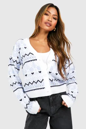 Fairisle Snowflake Christmas Crop Cardigan