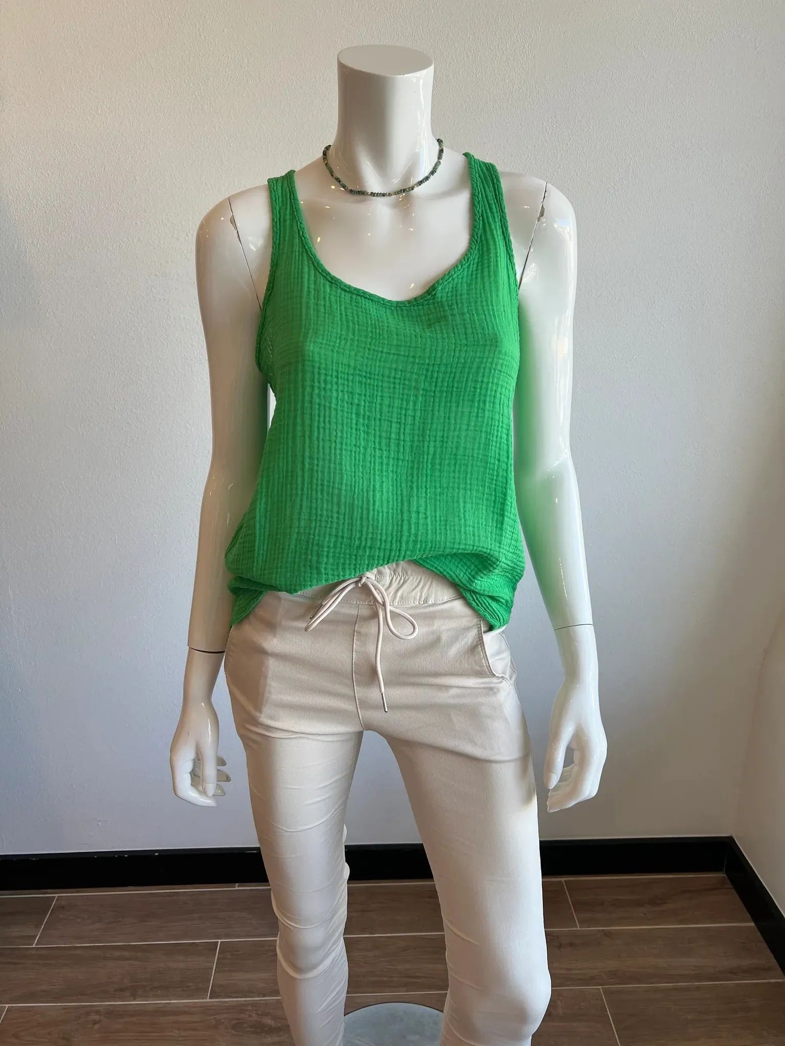 felicite Gauze Racerback Tank in Golf Course 