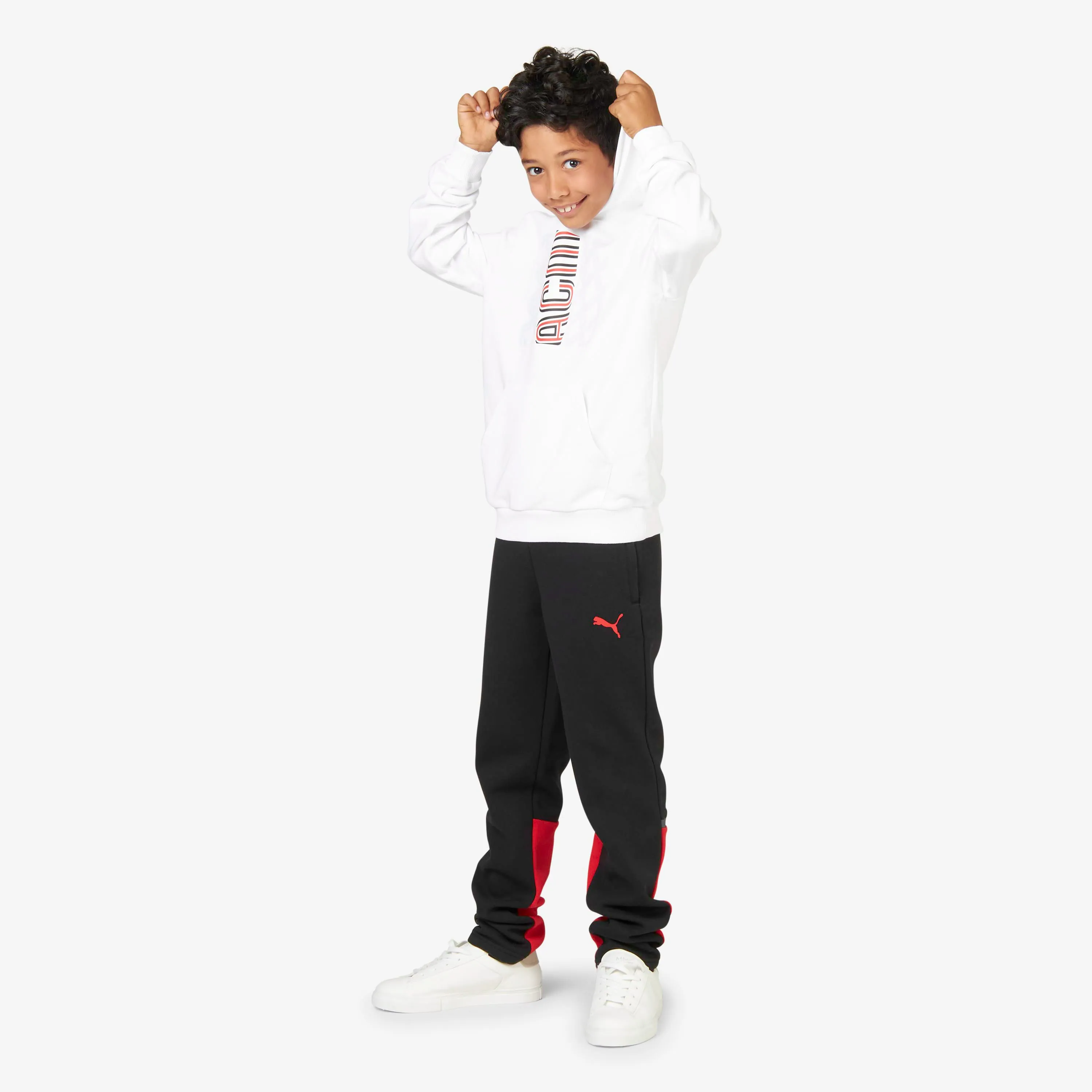 FELPA MILAN FOOTBALL CORE BAMBINO CON CAPPUCCIO E STAMPA