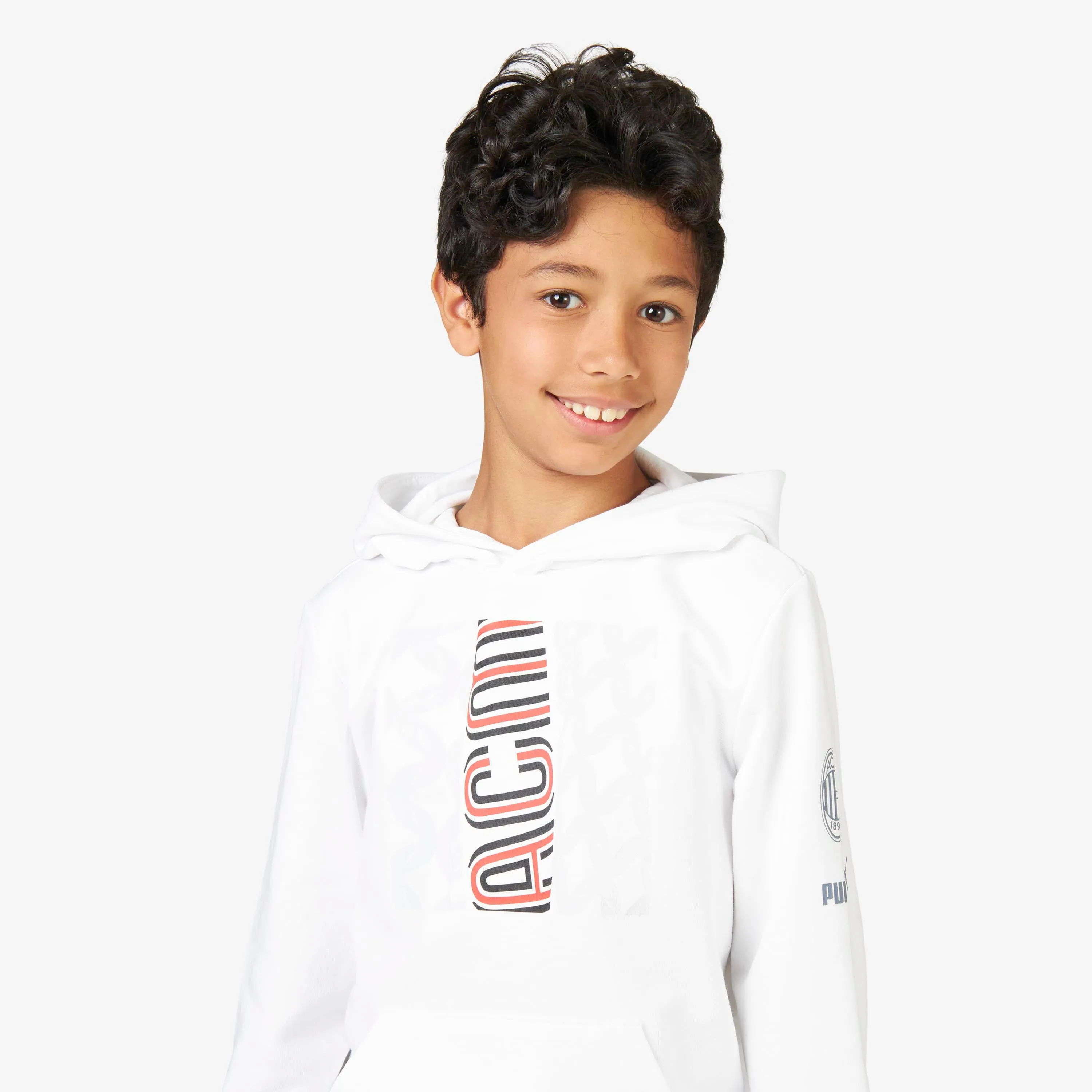 FELPA MILAN FOOTBALL CORE BAMBINO CON CAPPUCCIO E STAMPA