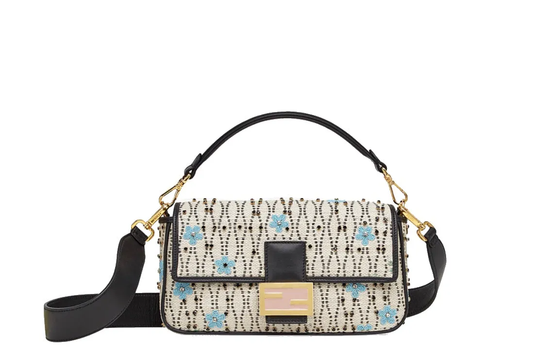 Fendi Baguette White Raffia Bag