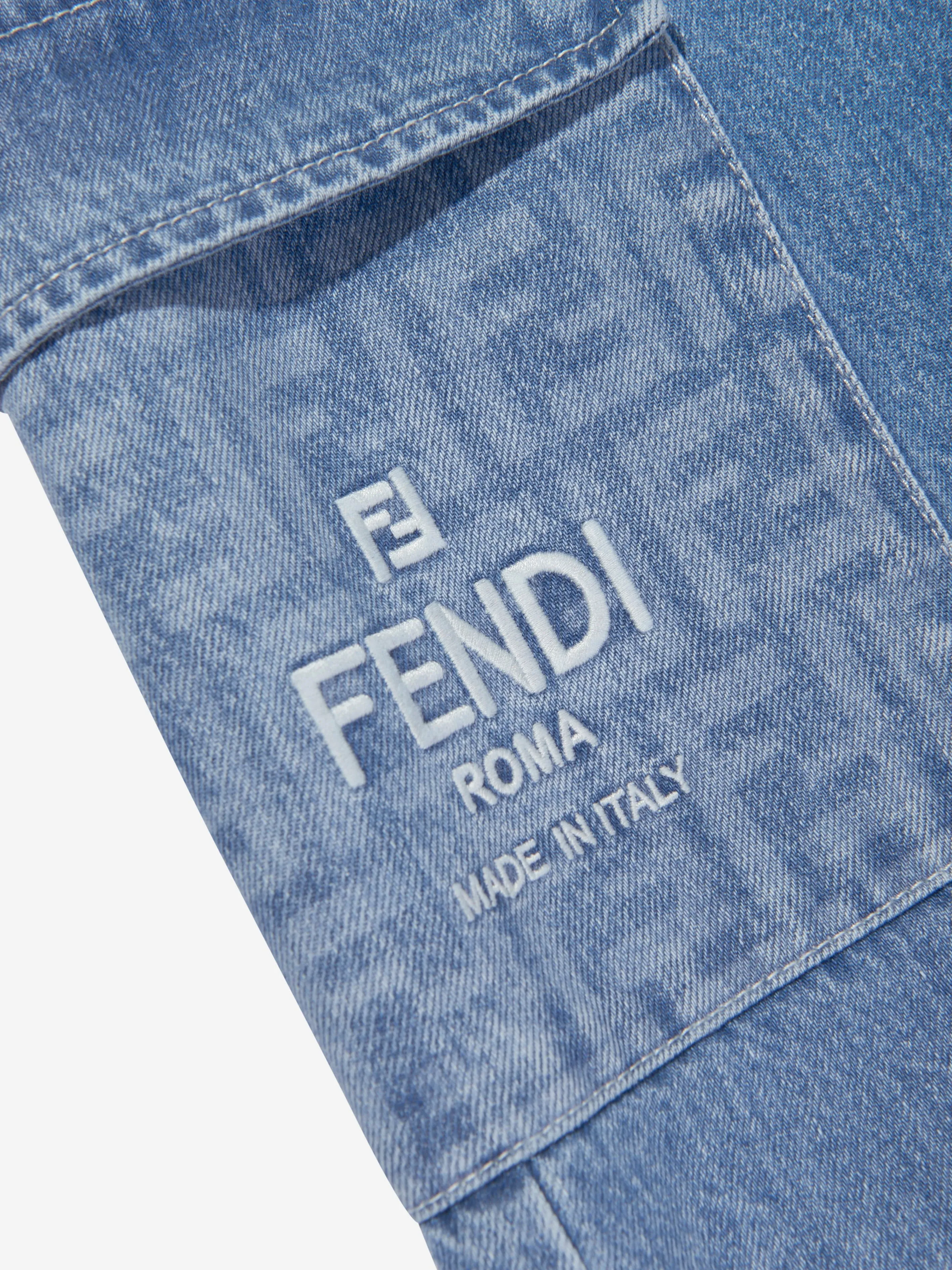 Fendi Kids Washed Denim Jeans in Blue