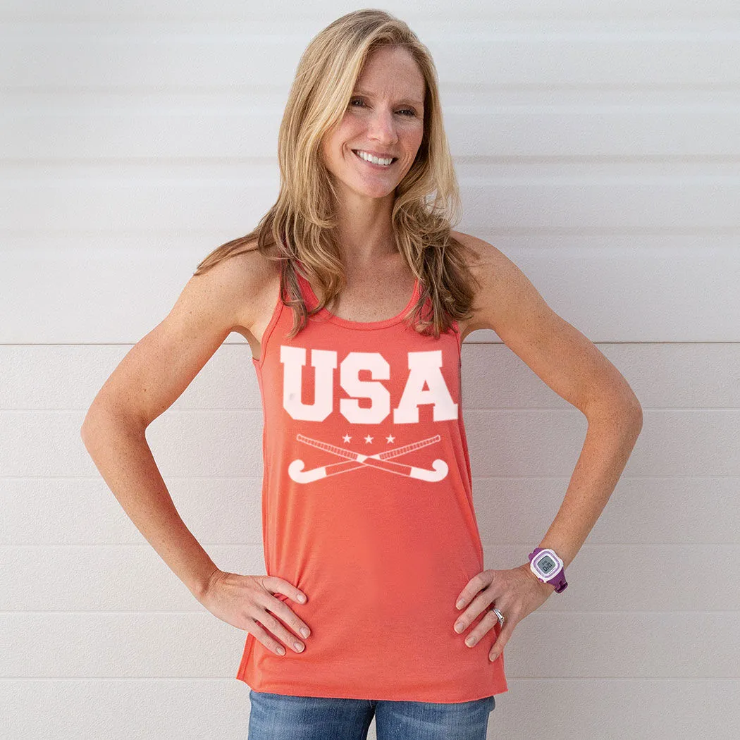 Field Hockey Flowy Racerback Tank Top - USA 