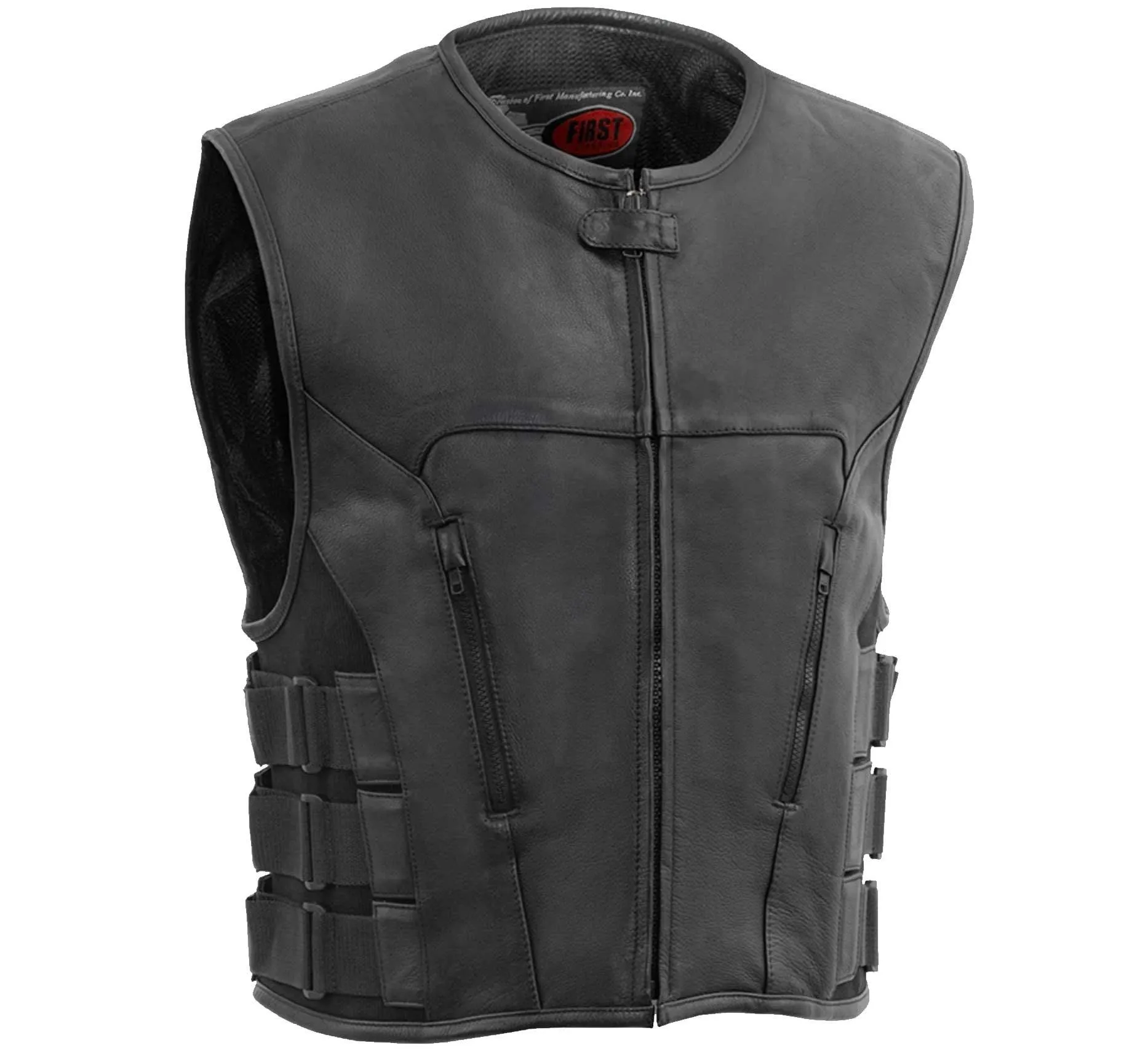 First Mfg Mens Commando SWAT Team Style Leather Motorcycle Vest