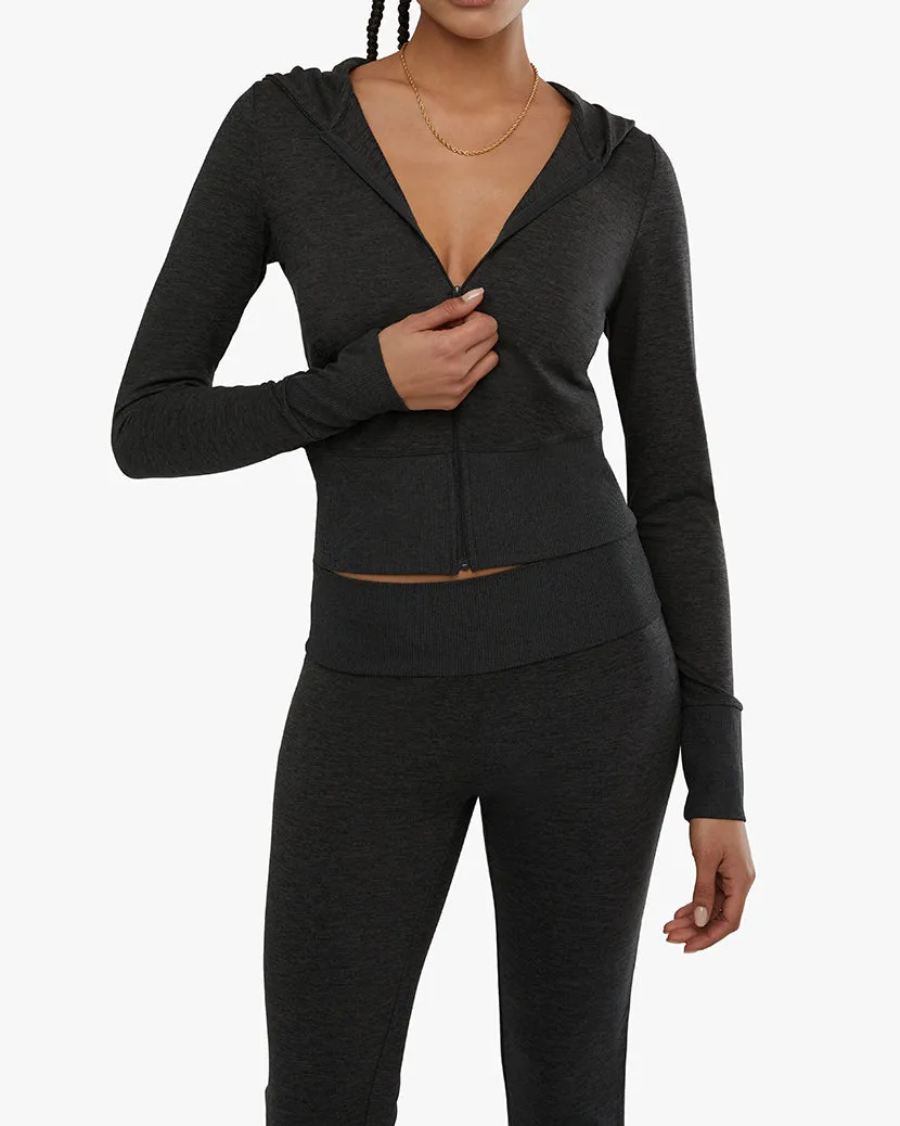 Fitted Zip-Up Hoodie | Black