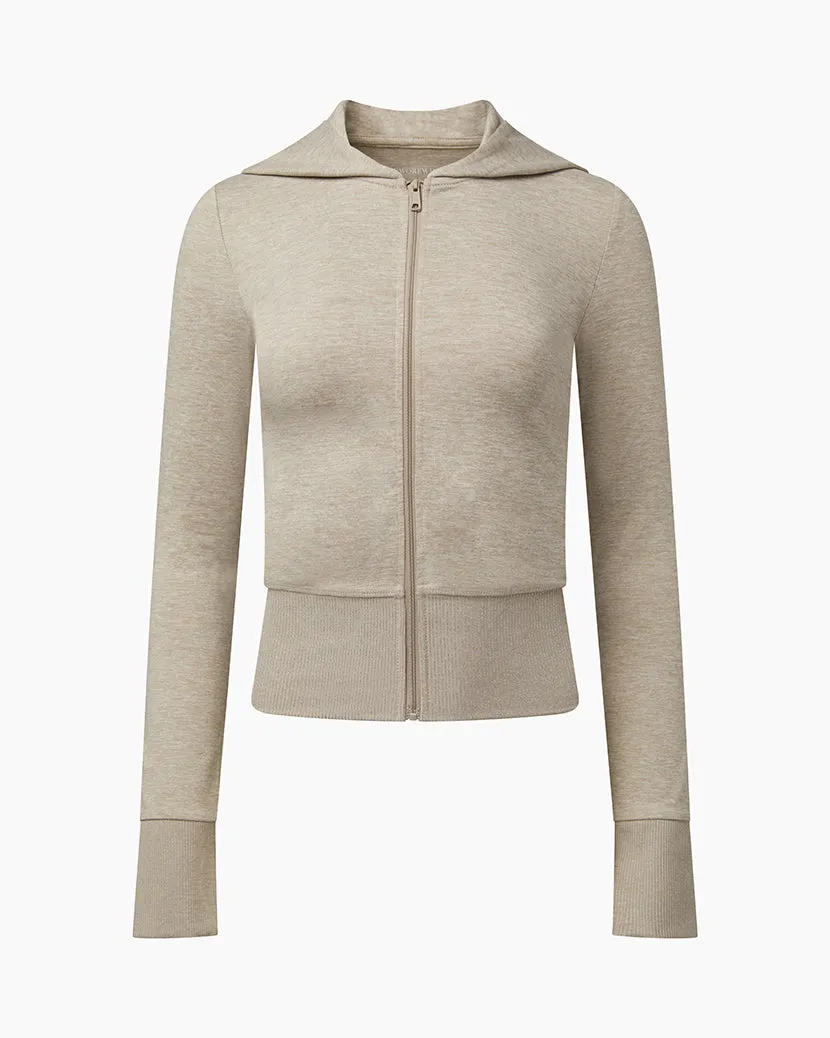 Fitted Zip-Up Hoodie | Stone