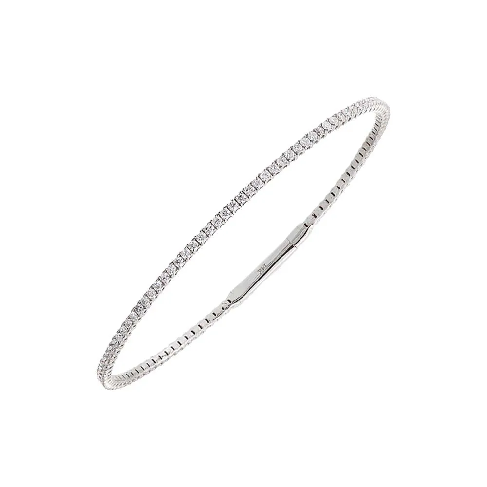 Flexible Tennis Bangle | 1.5 Carat Diamonds | 14K White Gold