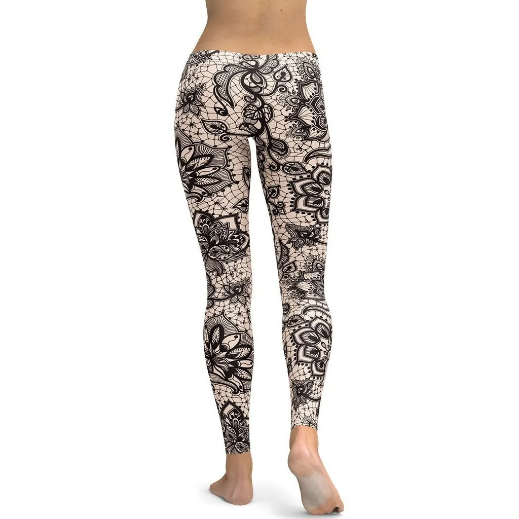 Flower Lace Print Leggings