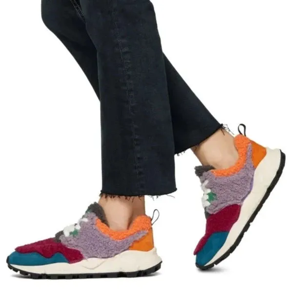 FLOWER MOUNTAIN | SNEAKERS MUJER | PAMPAS WOMAN SUEDE/TEDDY LILAC-ORANGE | LILA