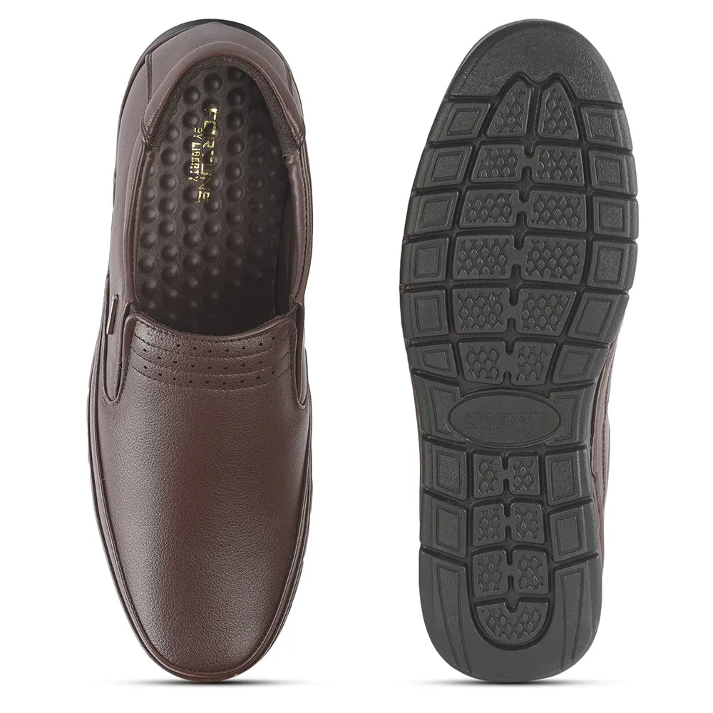 Fortune (Brown) Formal Slip on Shoes For Men ER-34 By Liberty