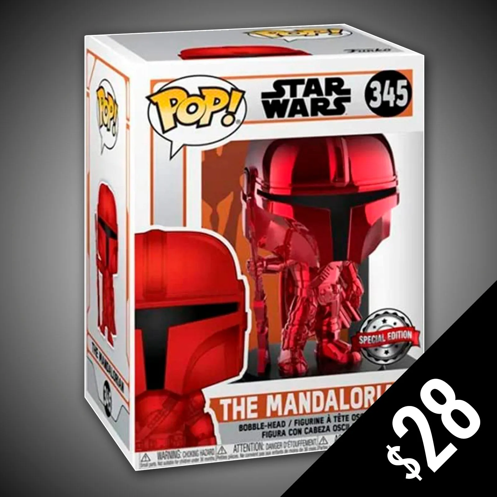 Funko Pop! The Mandalorian: The Mandalorian (Red Chrome) #345
