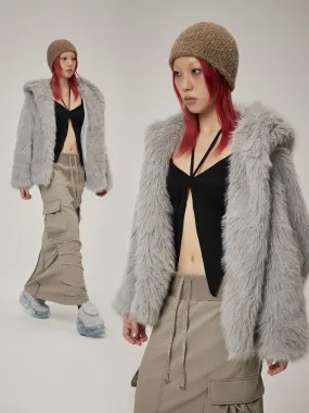 Fur Elegant Hoodie Volume Jacket
